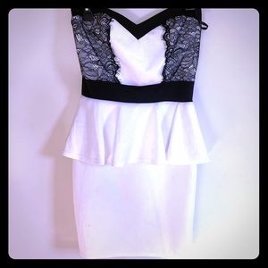 NWT- Gorgeous peplum B&W dress!